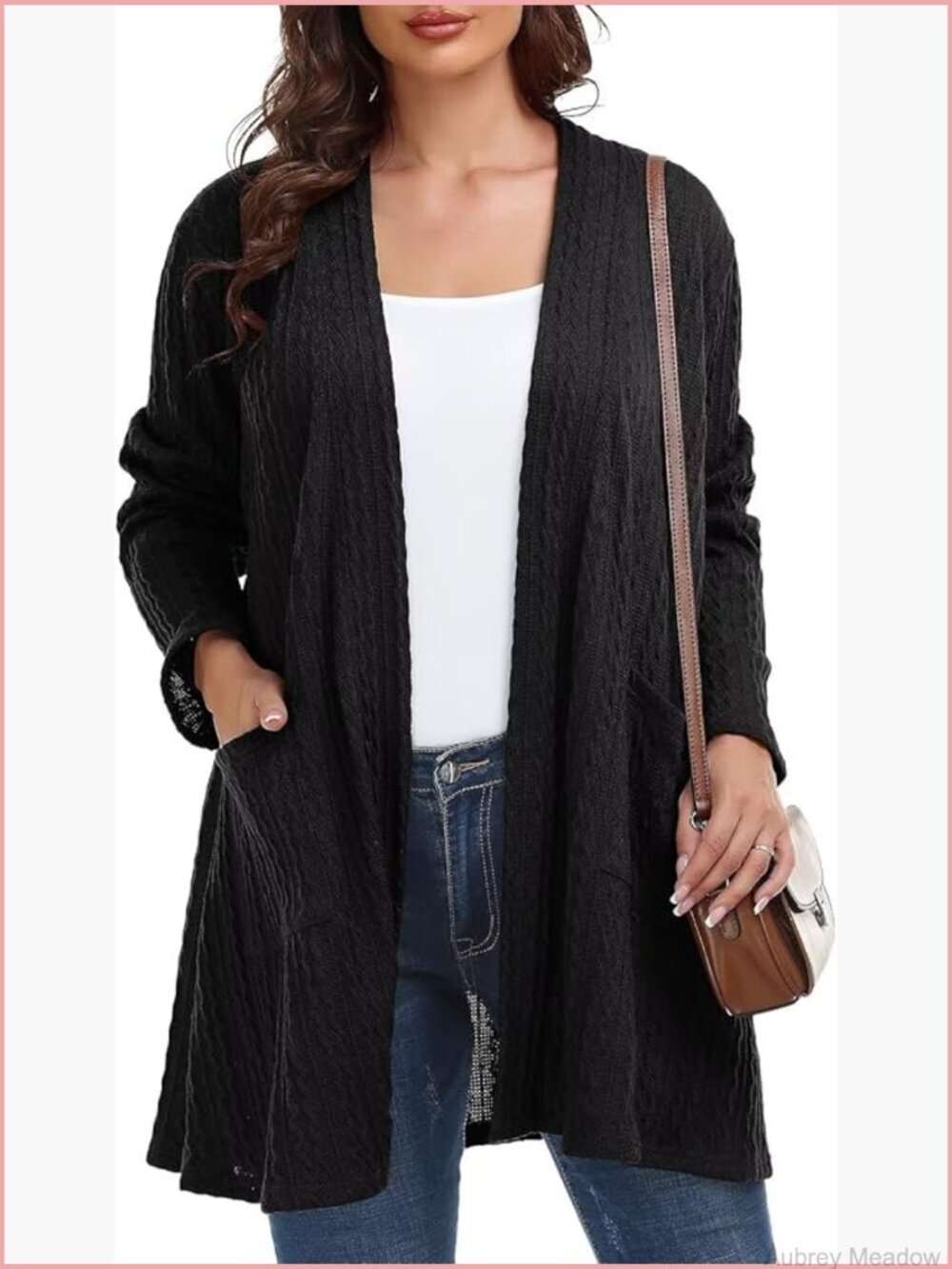 Plus Size Open Front Cardigan Sweater with Pockets Long Sleeve Lightweight